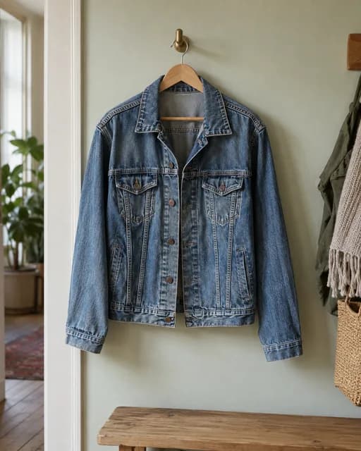 A denim jacket being photographed